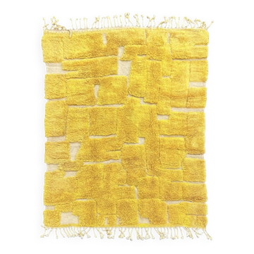 Tapis marocain jaune sur mesure en laine, Limona