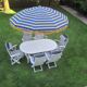Mid-Century Riviera Chairs and Folding Table by French Maker Triconfort