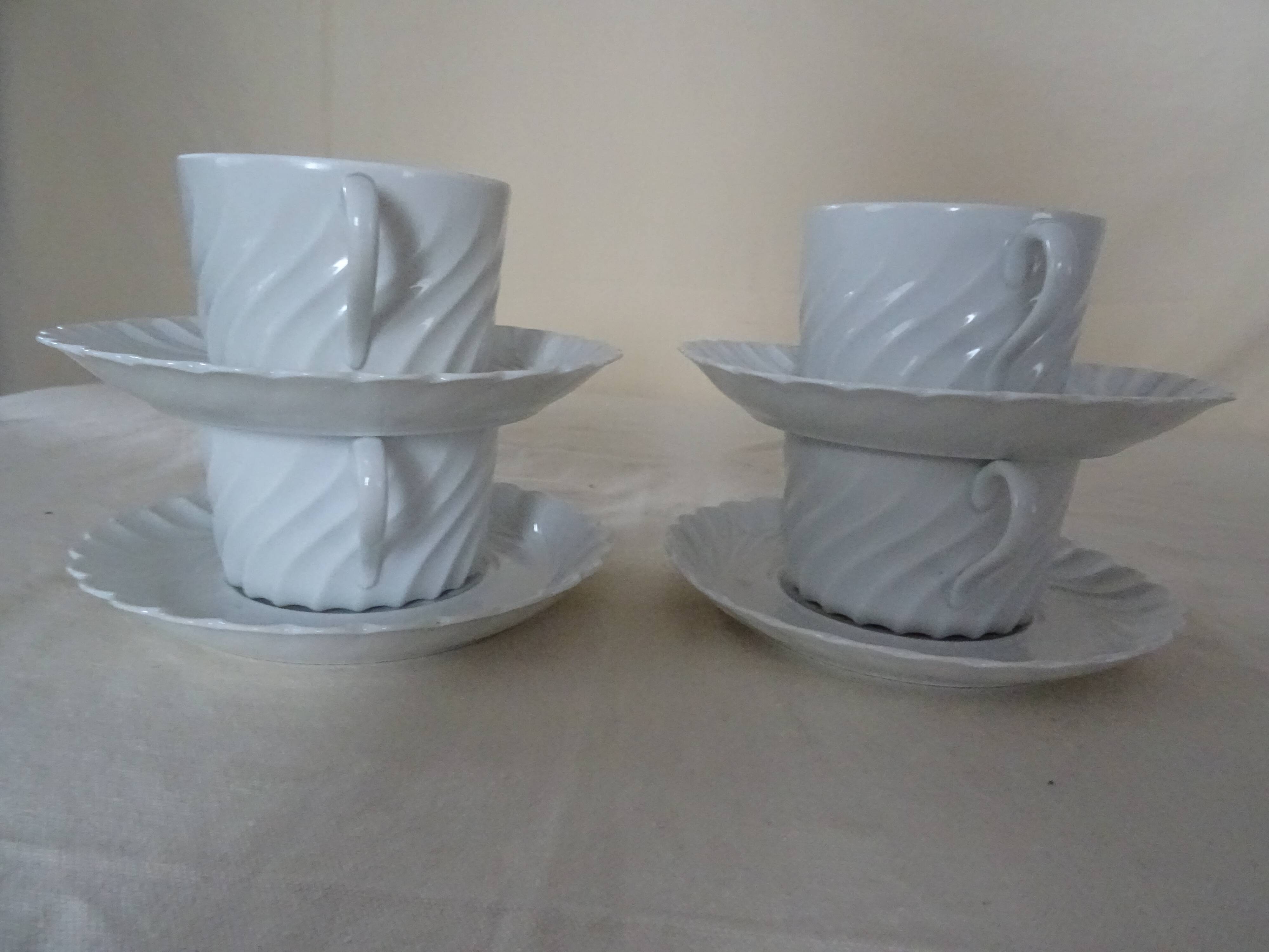 4 cups with saucer Limoges Haviland white torso