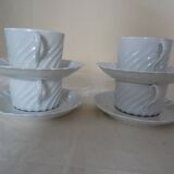 4 cups with saucer Limoges Haviland white torso