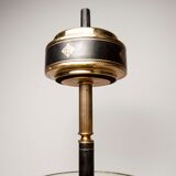 Ashtray on feet 60s gold, glass and leather