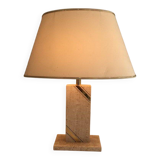 Travertine lamp with brass inlay