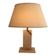 Travertine lamp with brass inlay