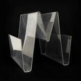 Vintage magazine rack, transparent plexiglass magazine rack