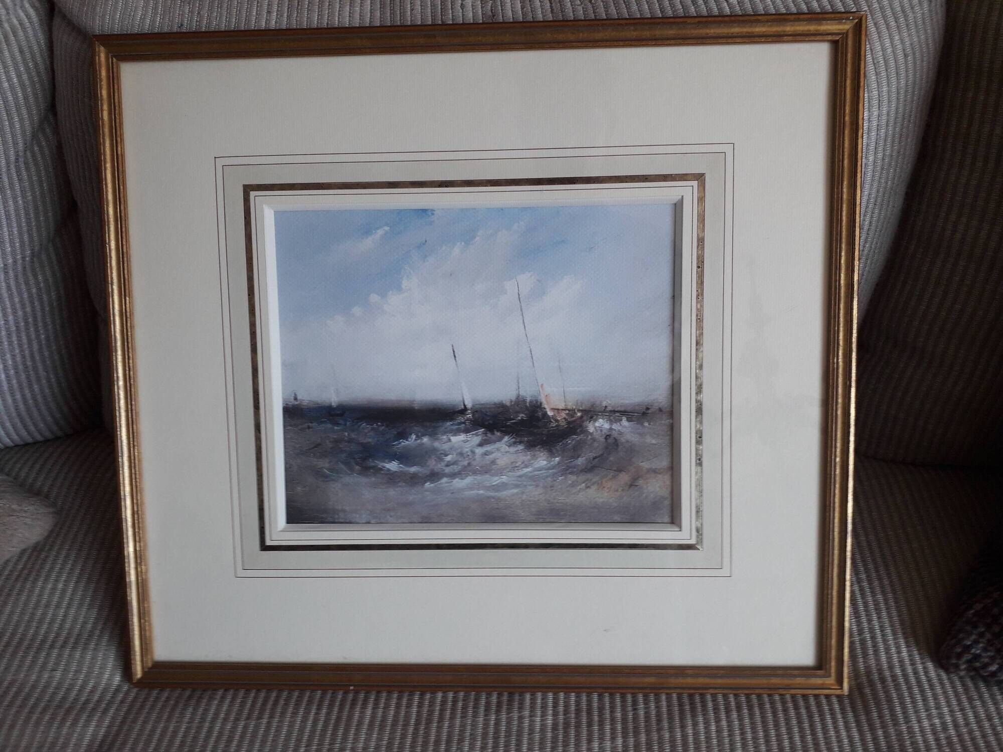 Tableau ancien représentant une marine