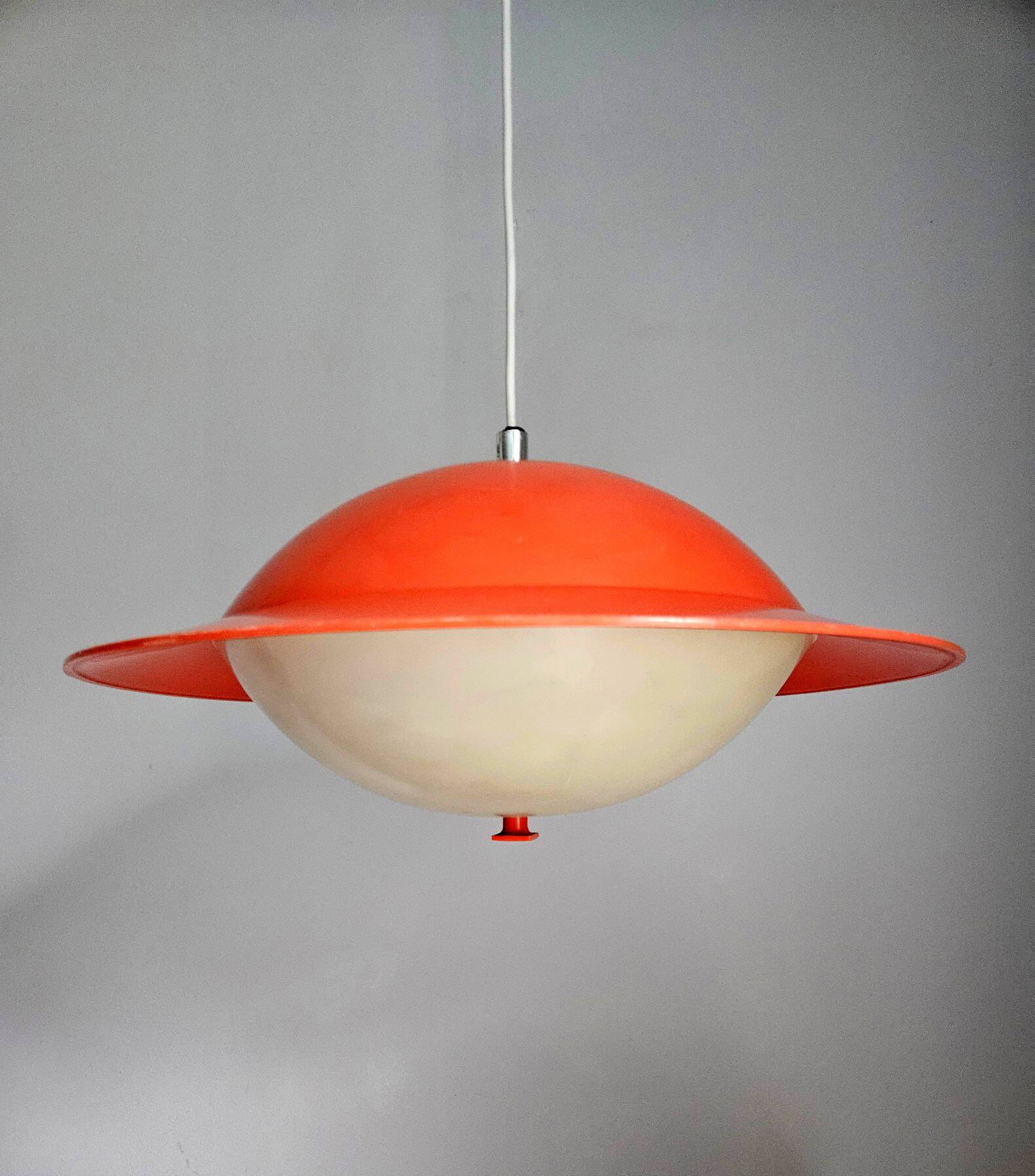 Vintage Two-Tone Pendant Lamp • UFO • Space Age • 1960