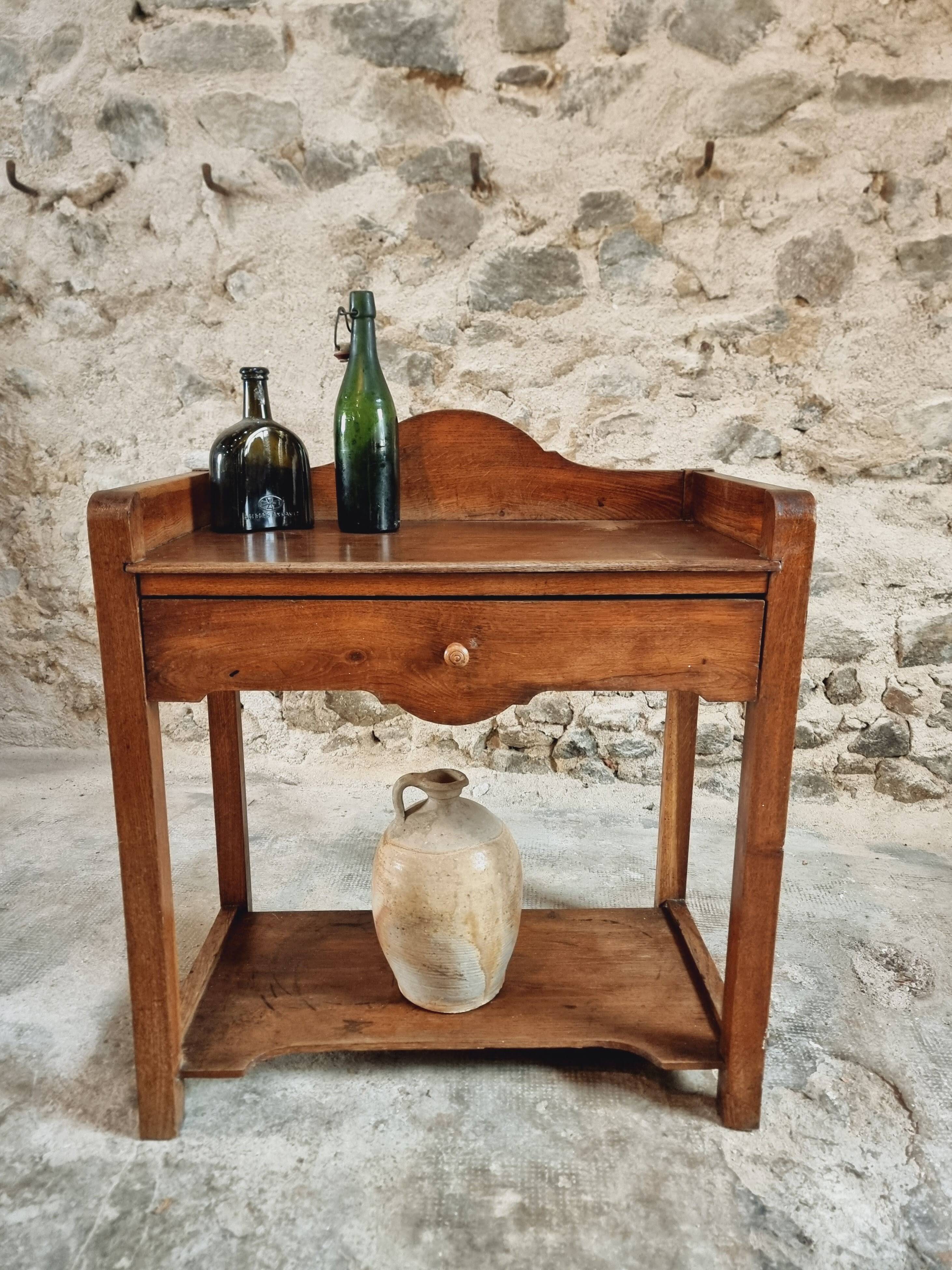 Antique Oak Washbasin Console – 1900-1920