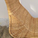 Vintage rattan chaise longue deck chair - 1970s