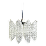 Ice Glass Lamp, Mid-Century Acrylic Pendant Light, Kalmar Era Ceiling Lamp