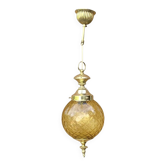 Textured Glass and Gold Brass Ball Pendant – Hollywood Regency