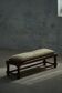 Danish oak footrest with hand-embroidered cushion and rattan seat, baroque, 1940s.