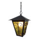 Wrought iron and green glass lantern