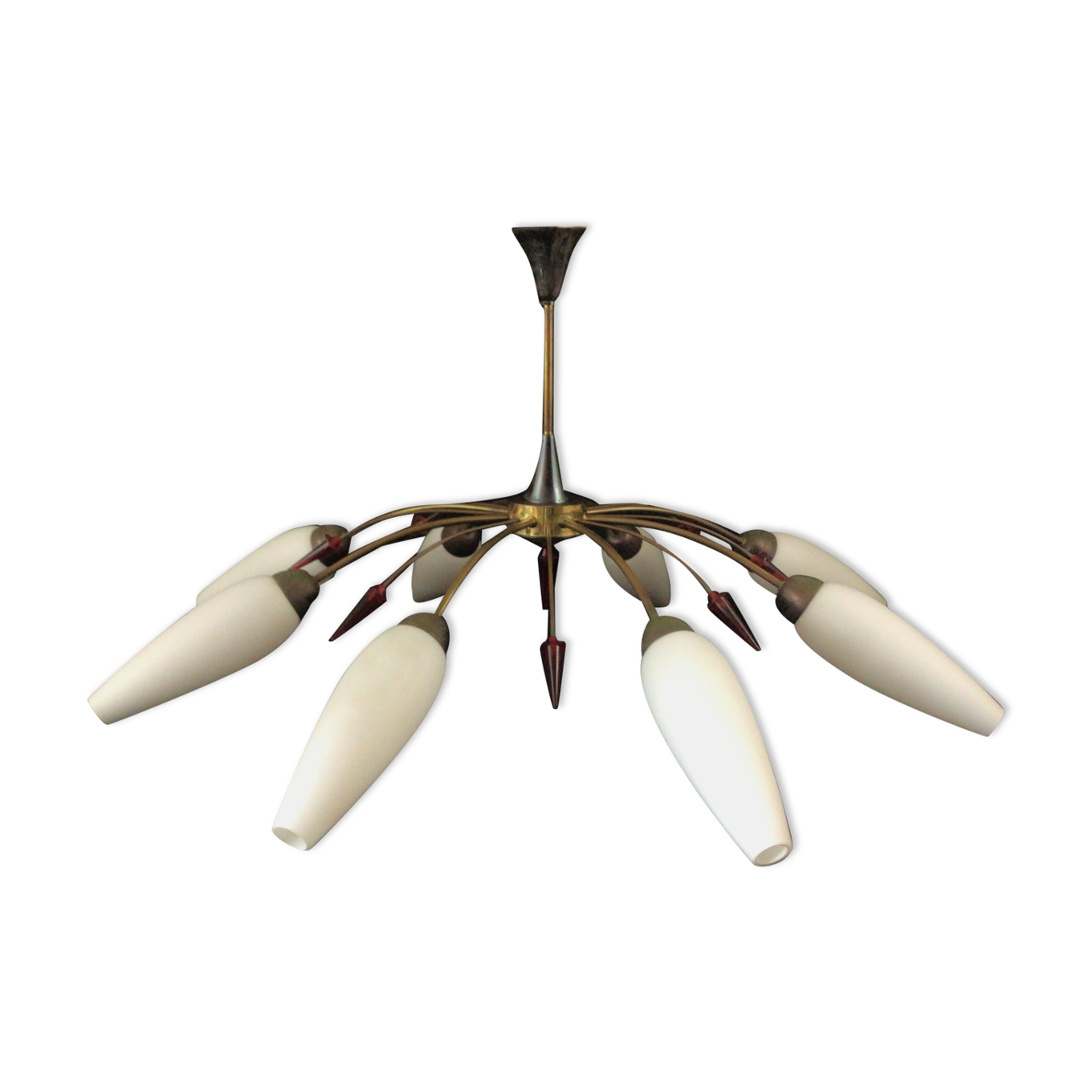 Pair of vintage wall lamps 1950 opaline and plexi