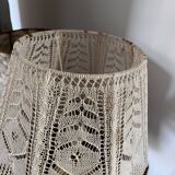 Sandstone lamp with lace shade