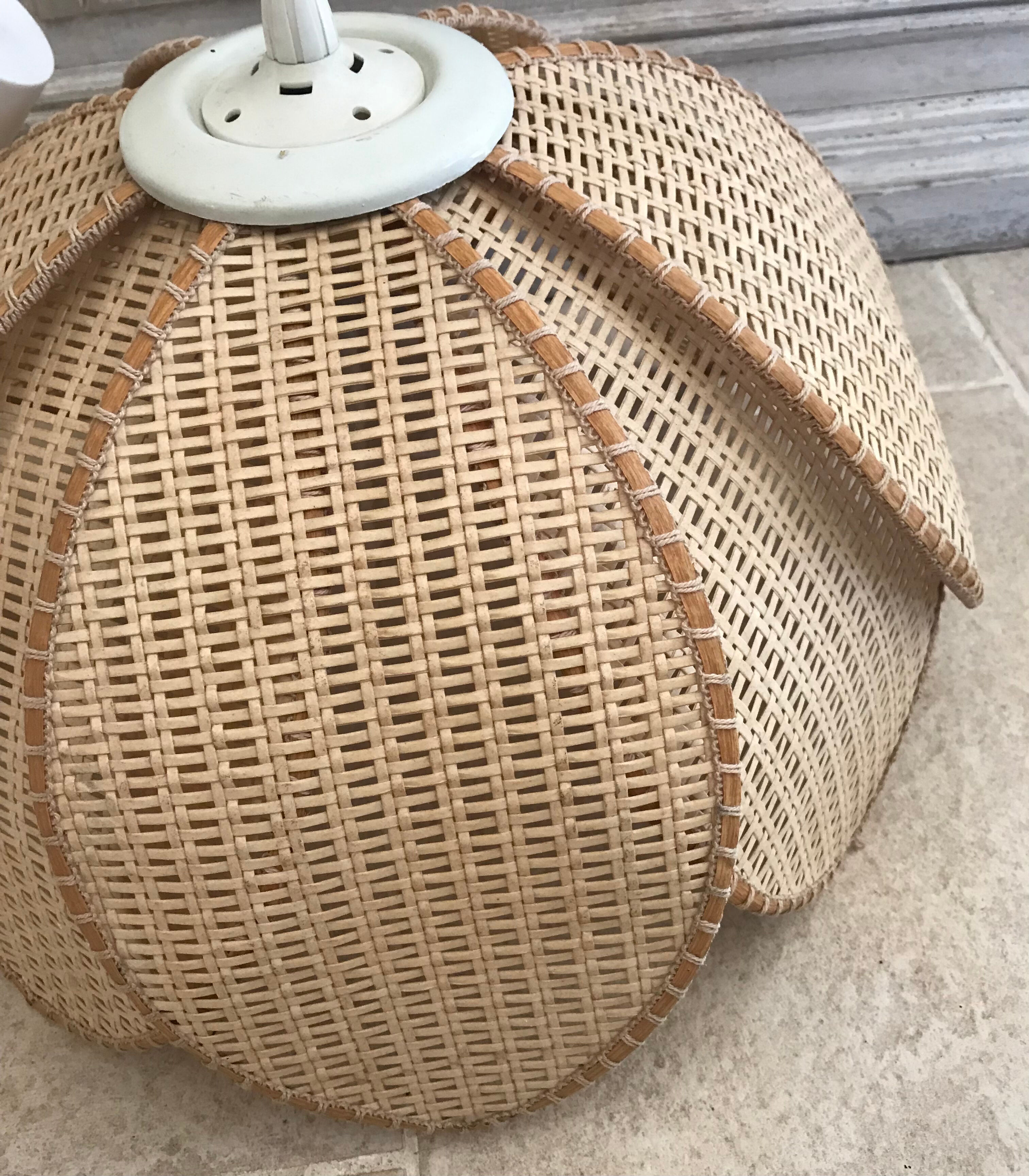 Suspension flower in rattan canning 1970