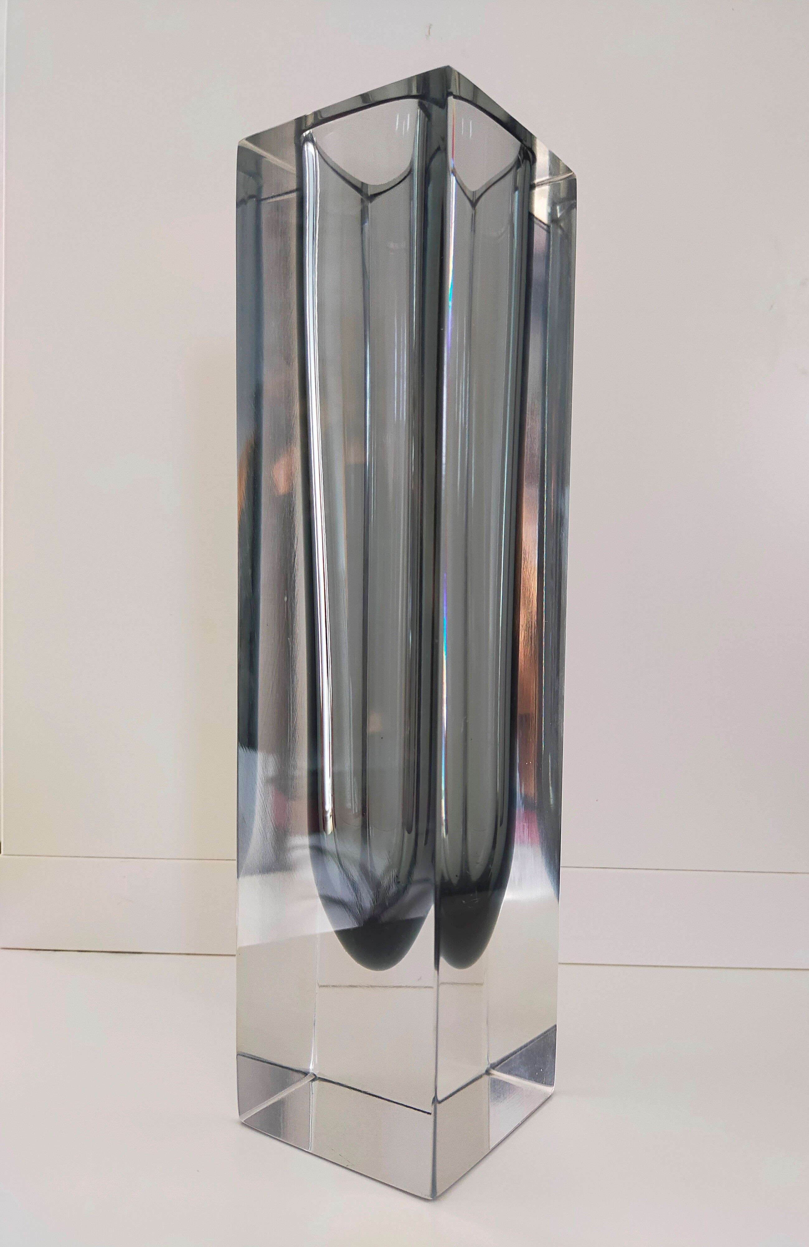 Vase vintage sommerso en verre Murano Flavio Poli Seguso 1970