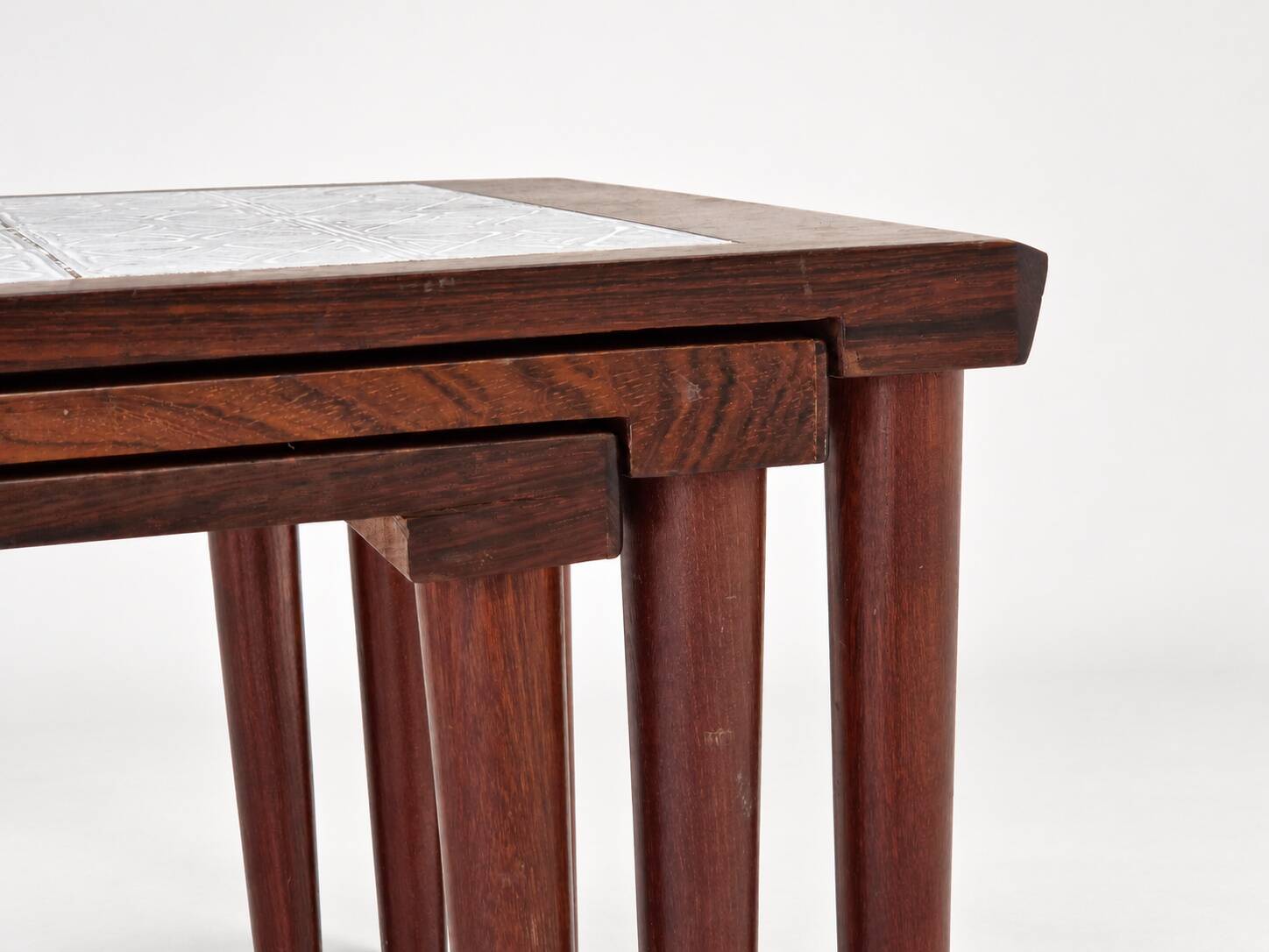 Rosewood nesting tables with ceramic tiles, Denmark, 1960s, set of 3
