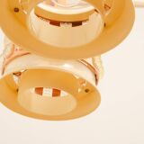 Vintage hanging lamp with three cut glass lampshades, Kamenický Šenov, 1970´s