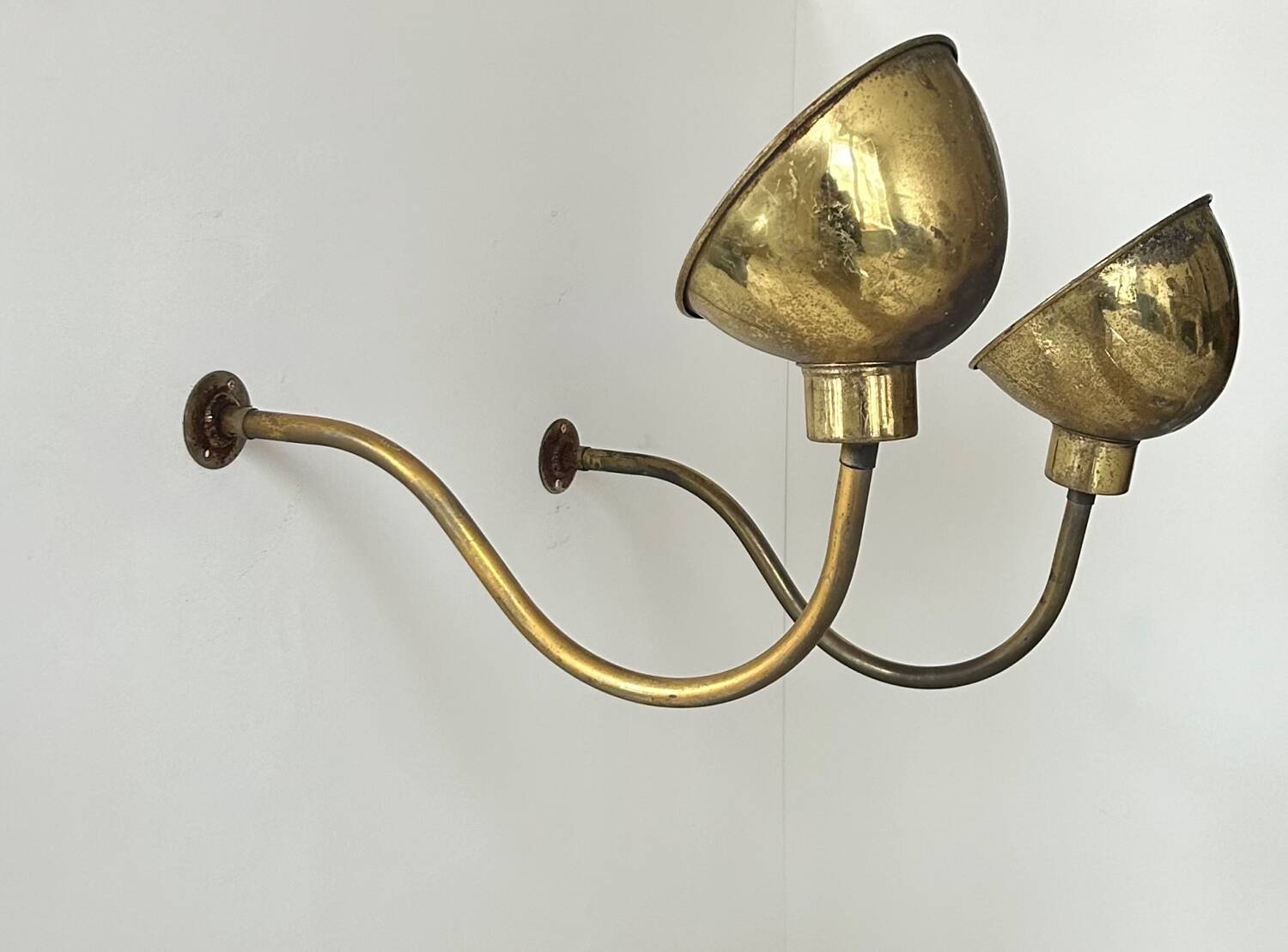 Pair of vintage brass wall lights, France 1970