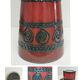 Enamelled ceramic pot with wood lid German design 70s