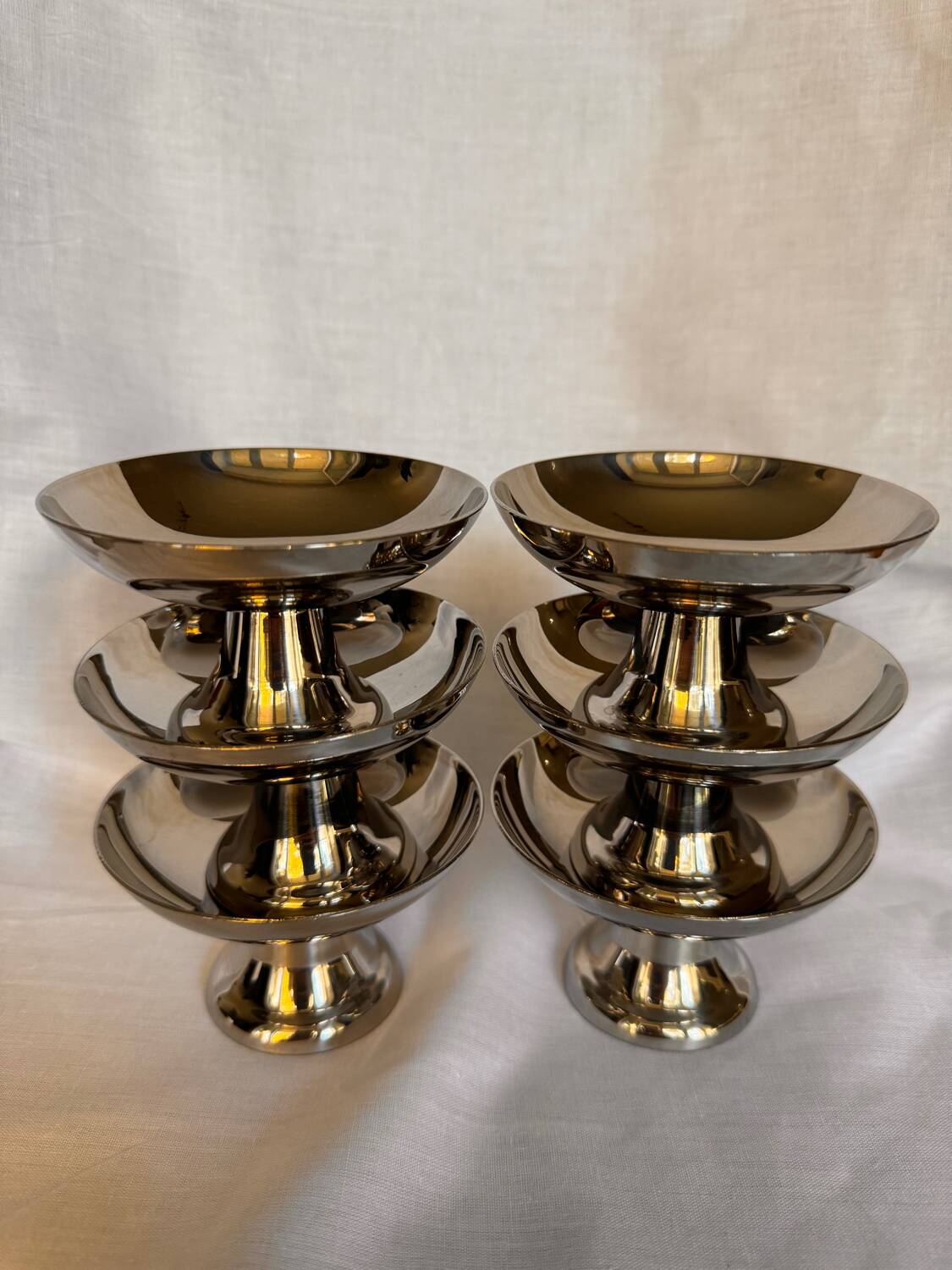 6 coupes à glace en acier inoxydable