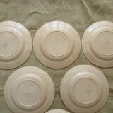 6 plates a decor floral on pink background faience digoin sarreguemine
