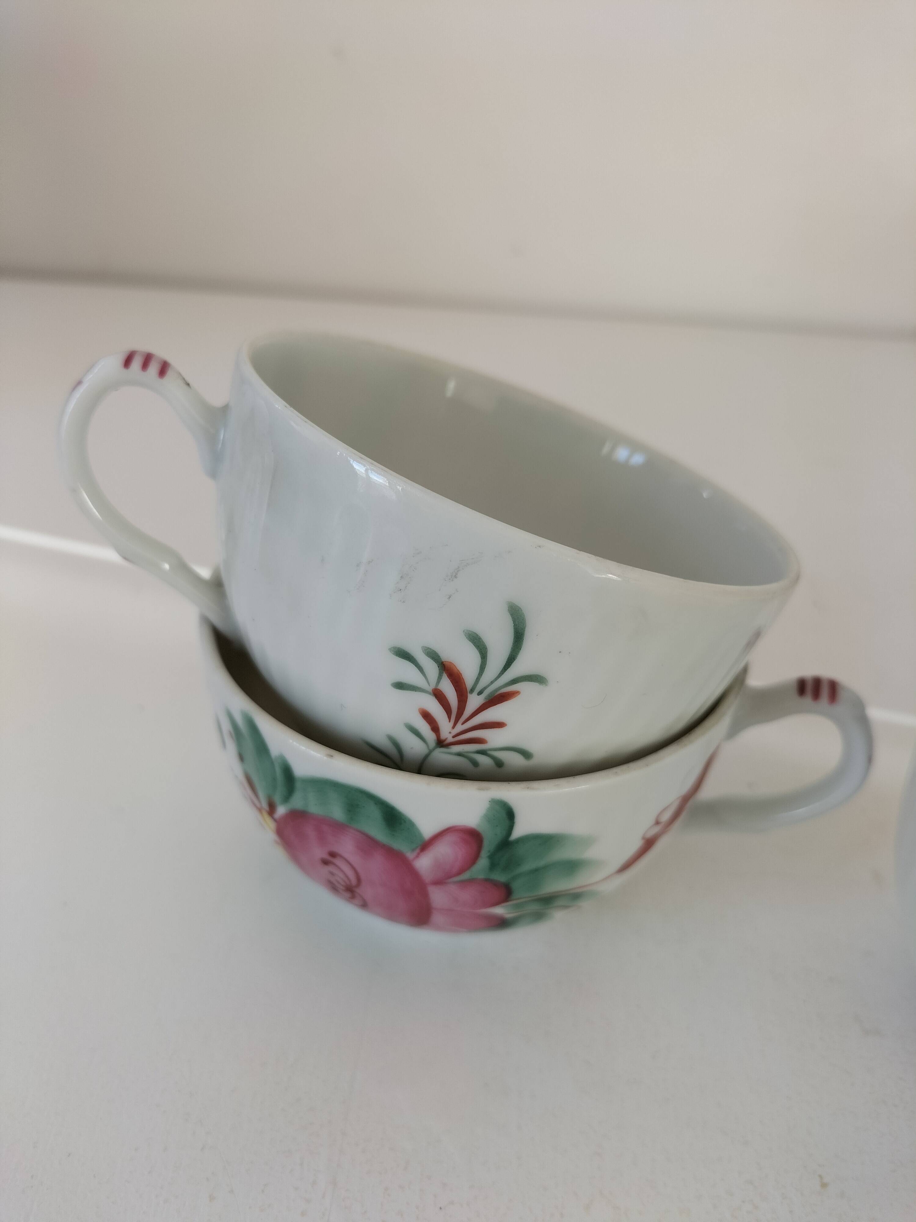 4 tasses scandinaves peintes main Arnold Wiig - Ostfriesland années 50-60