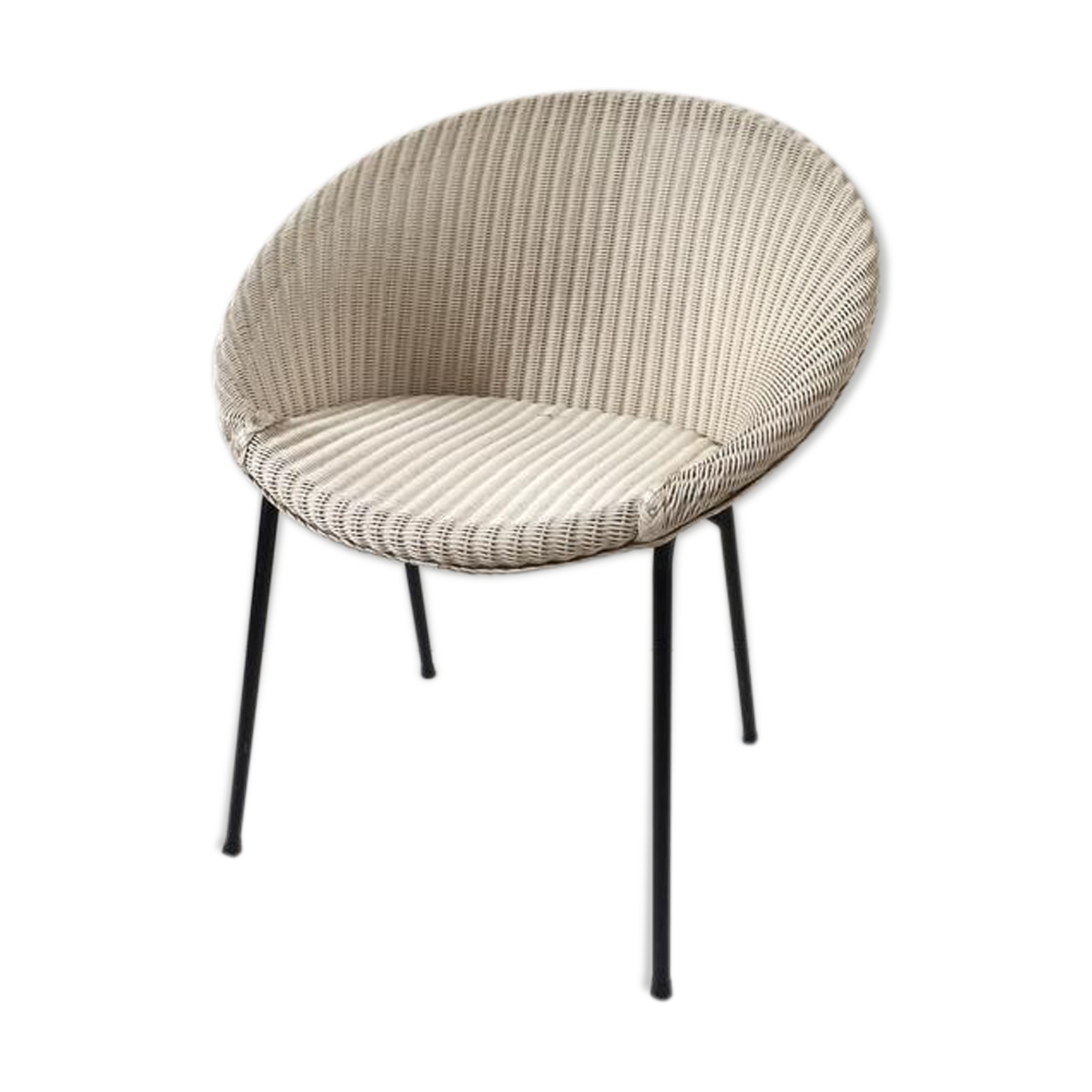 Chaise lusty lloyd loom blanche osier et métal