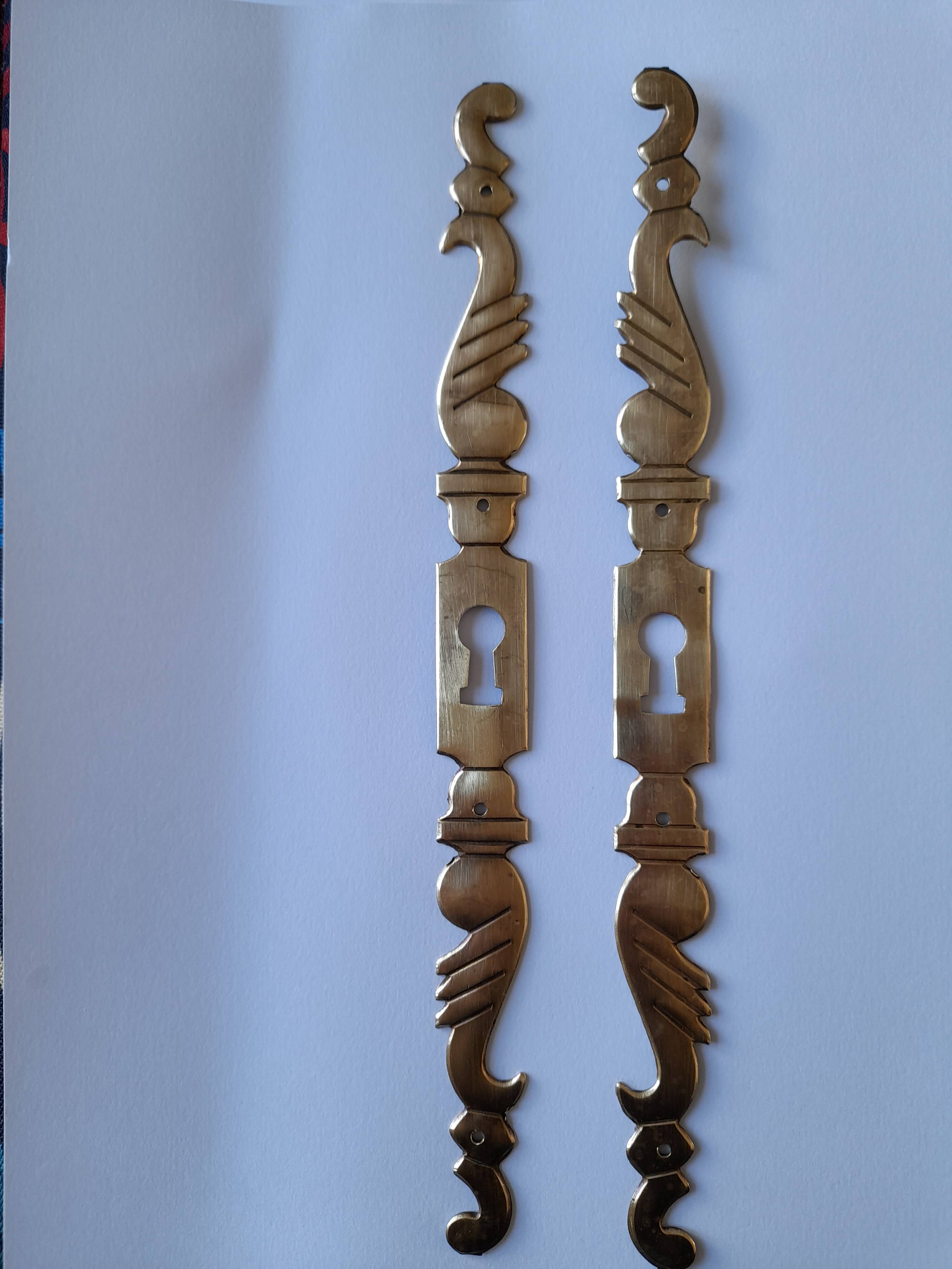 brass furniture door lock plate 1950s