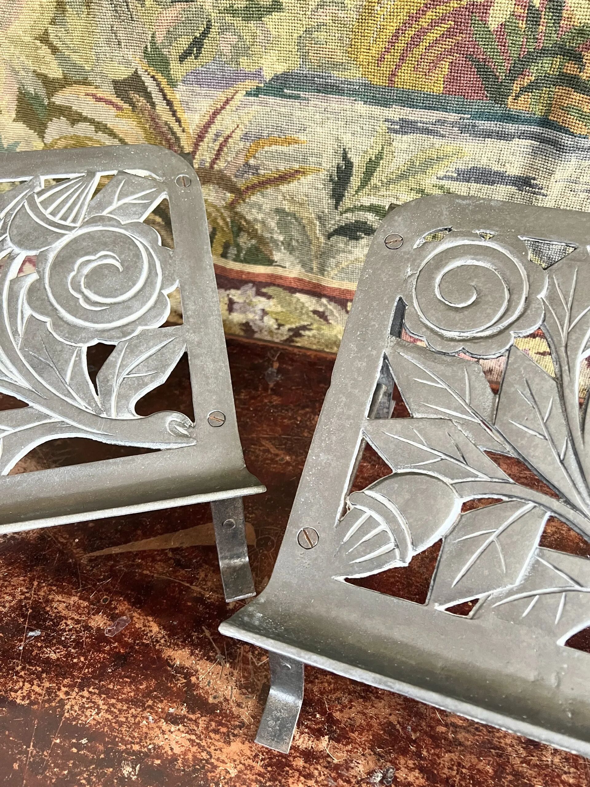 Pair of Art Deco barber's footrests