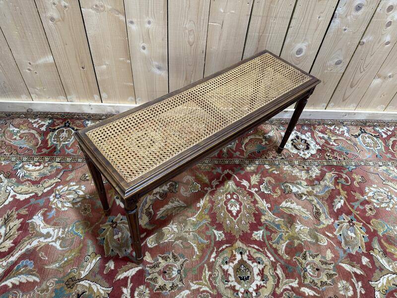 Banc - Banquette de piano / d'office en cannage Louis XVI