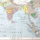 Vintage map Asia China USSR India Japan 43x43cm from 1950