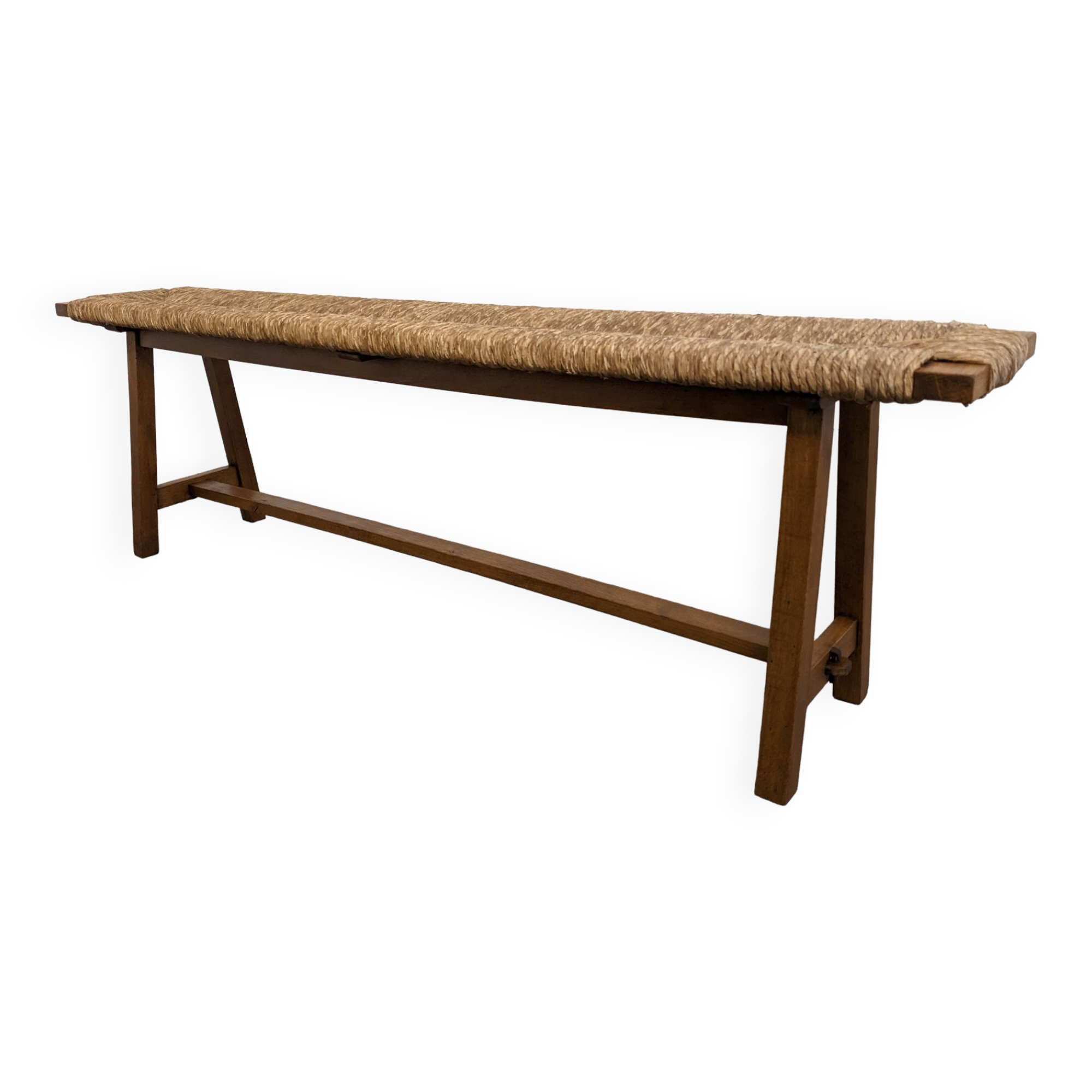 Wooden bench and marsh straw 50s/60s