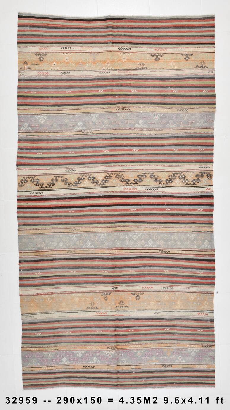 5x9 Soft Pastel Red Vintage Kilim Rug 150x290Cm SK 32959