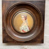 Ancient portrait miniature on organic support – 19th century