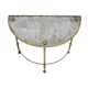 Table basse tripartite style Maison Jansen en laiton, bronze et verre