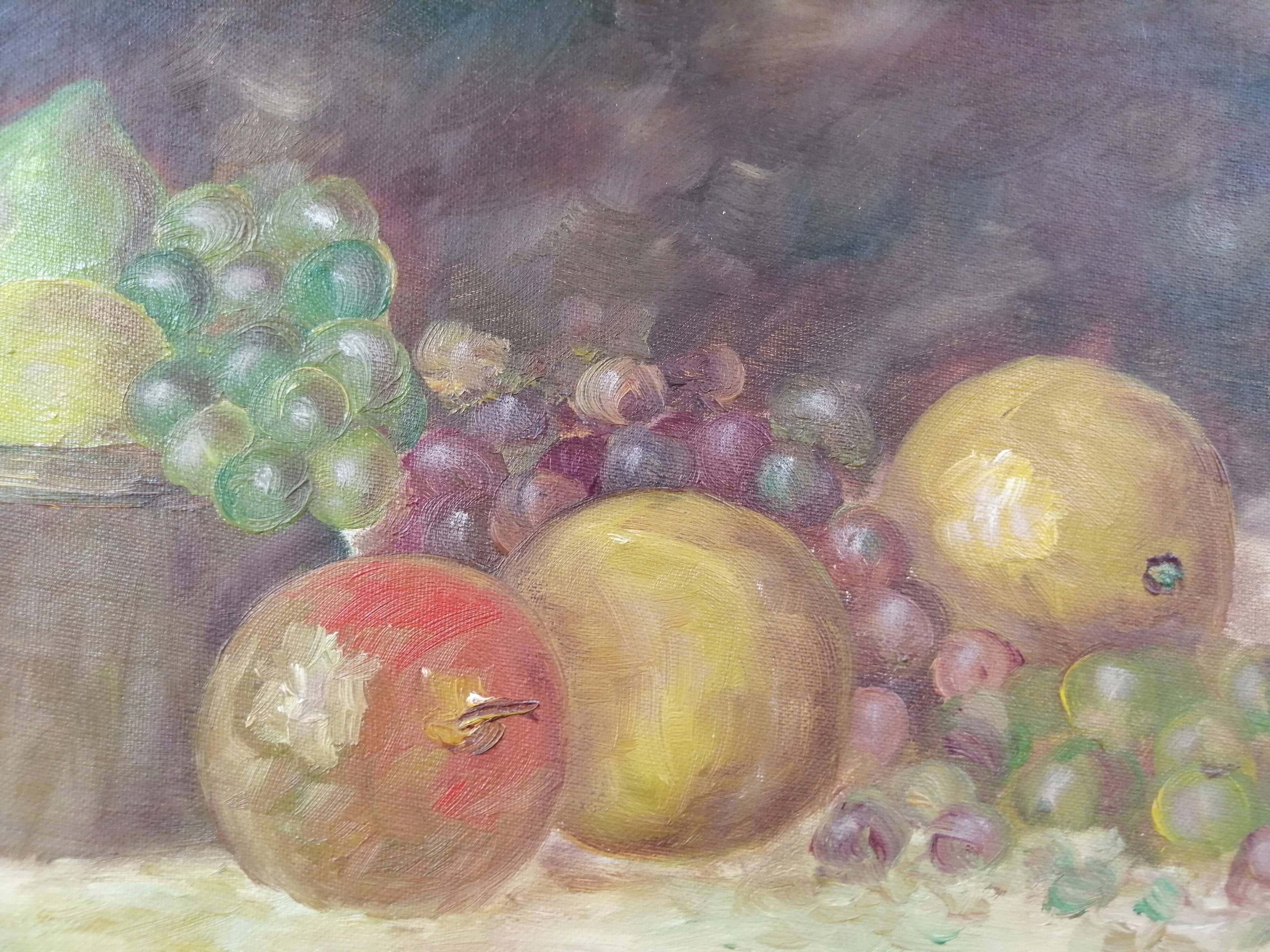 Still life with fruit signed, dated and framed 54cmX42cm