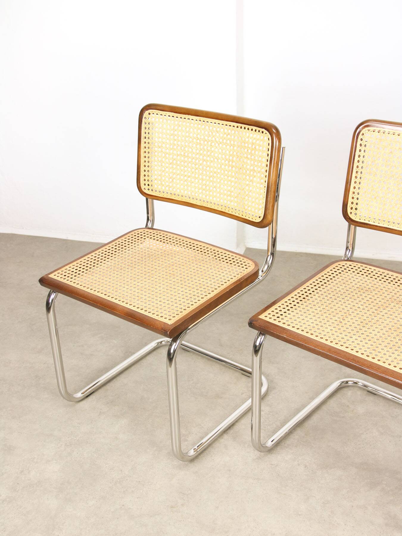 Pair of vintage Cesca B32 brown chairs by Marcel Breuer