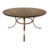 French chromed metal and smoked glass coffee table, 1970s