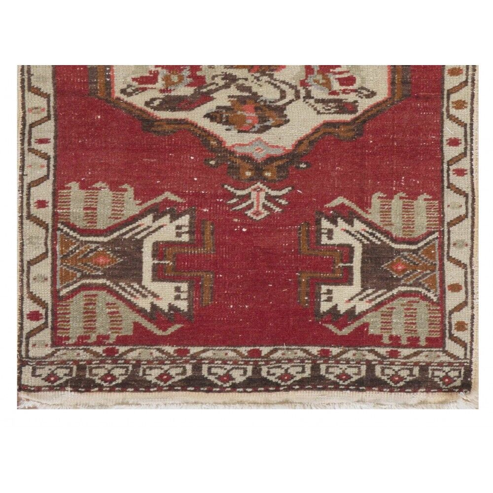 Hand-knotted Small Rug. Door Mat. Turkish Wool Seat Cover. Entryway Mat. Kitchen Rug. Vintage Bath Mat