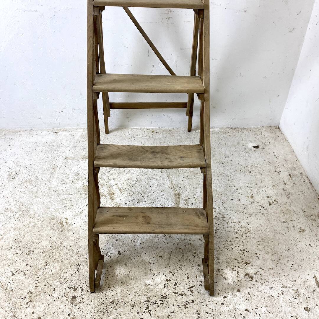 Antique wooden workshop stepladder from the 1950s
