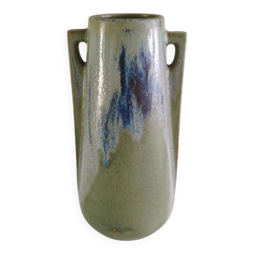 Art Deco Denbac vase with handles no. 226 in flamed stoneware - engraved signature