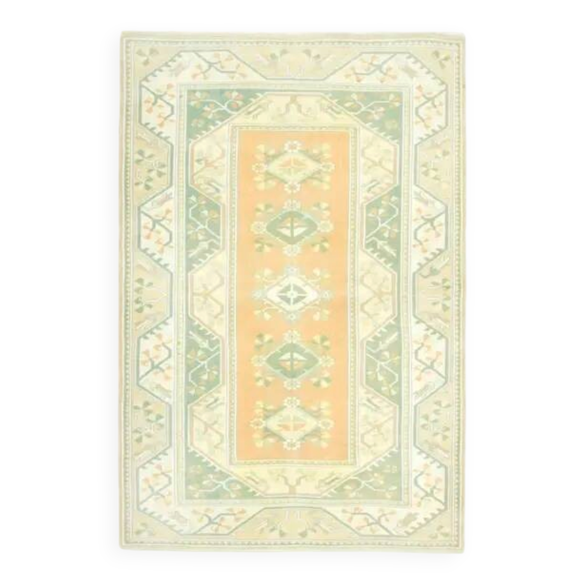 Vintage Turkish Oushak Handmade Wool Cotton Beige Area Rug 162x242