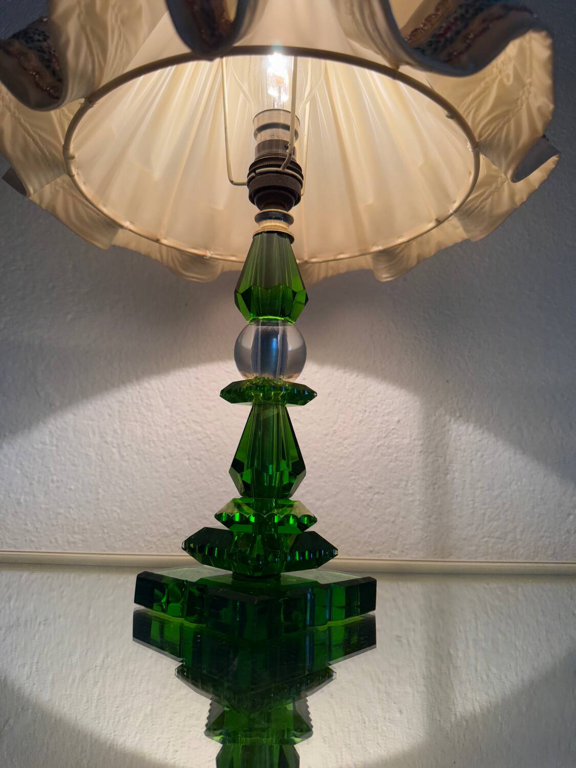Lampe cristal émeraude Art Déco