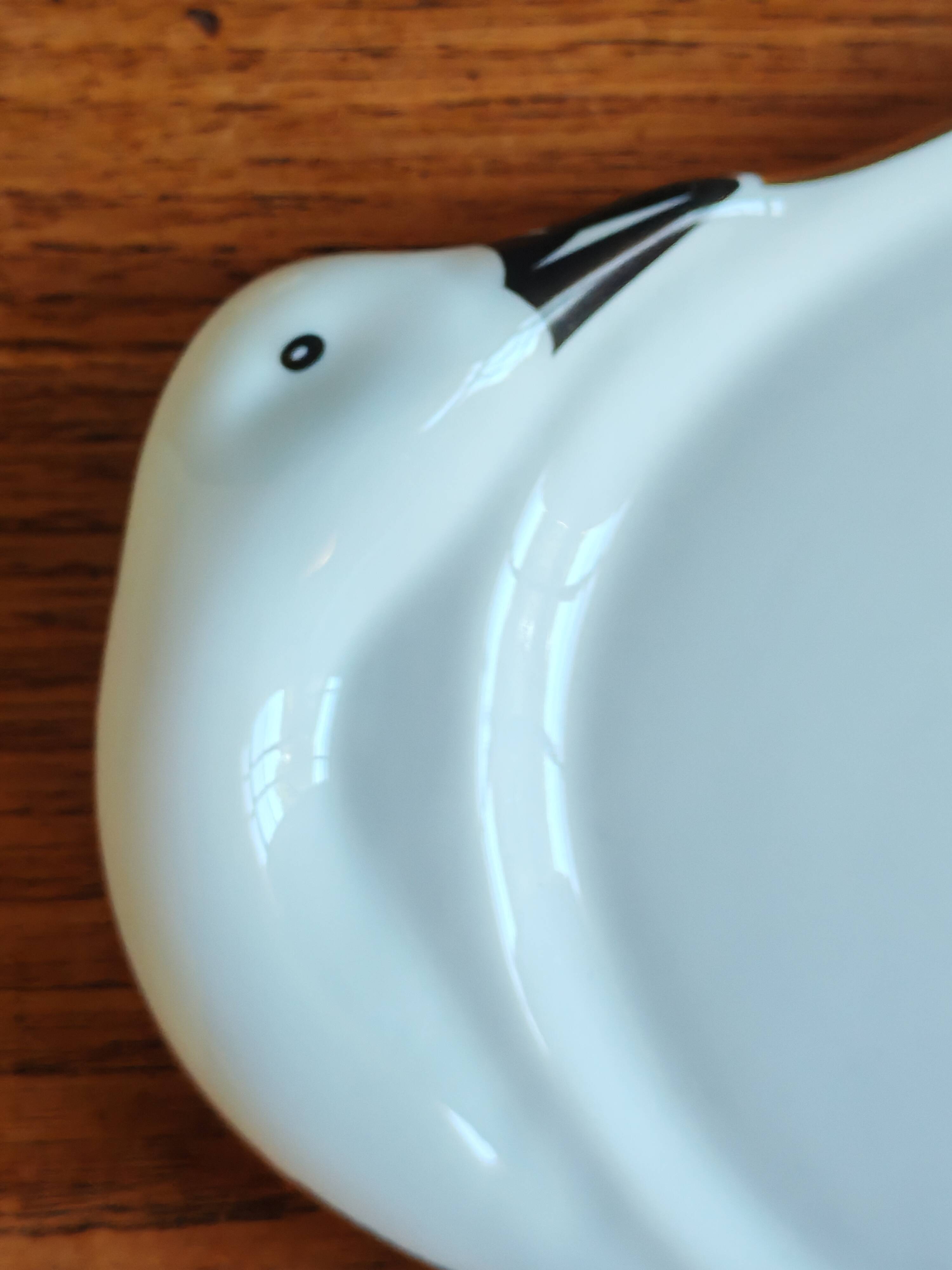 Vintage Porcelain Foie Gras Tray | Oval Duck/Swan Shaped Dish