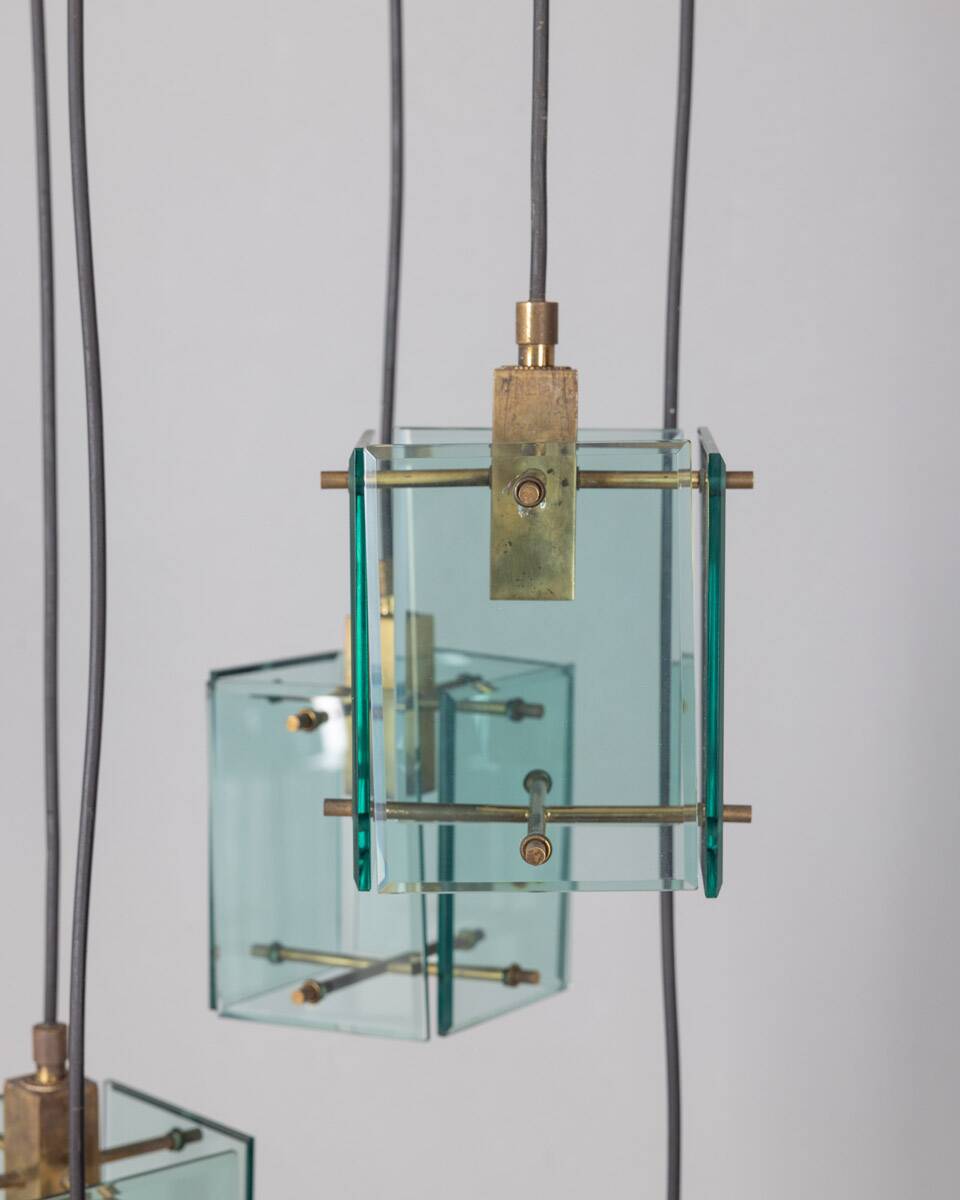 Lampadario vintage anni 60 in vetro design studio zeroquattro