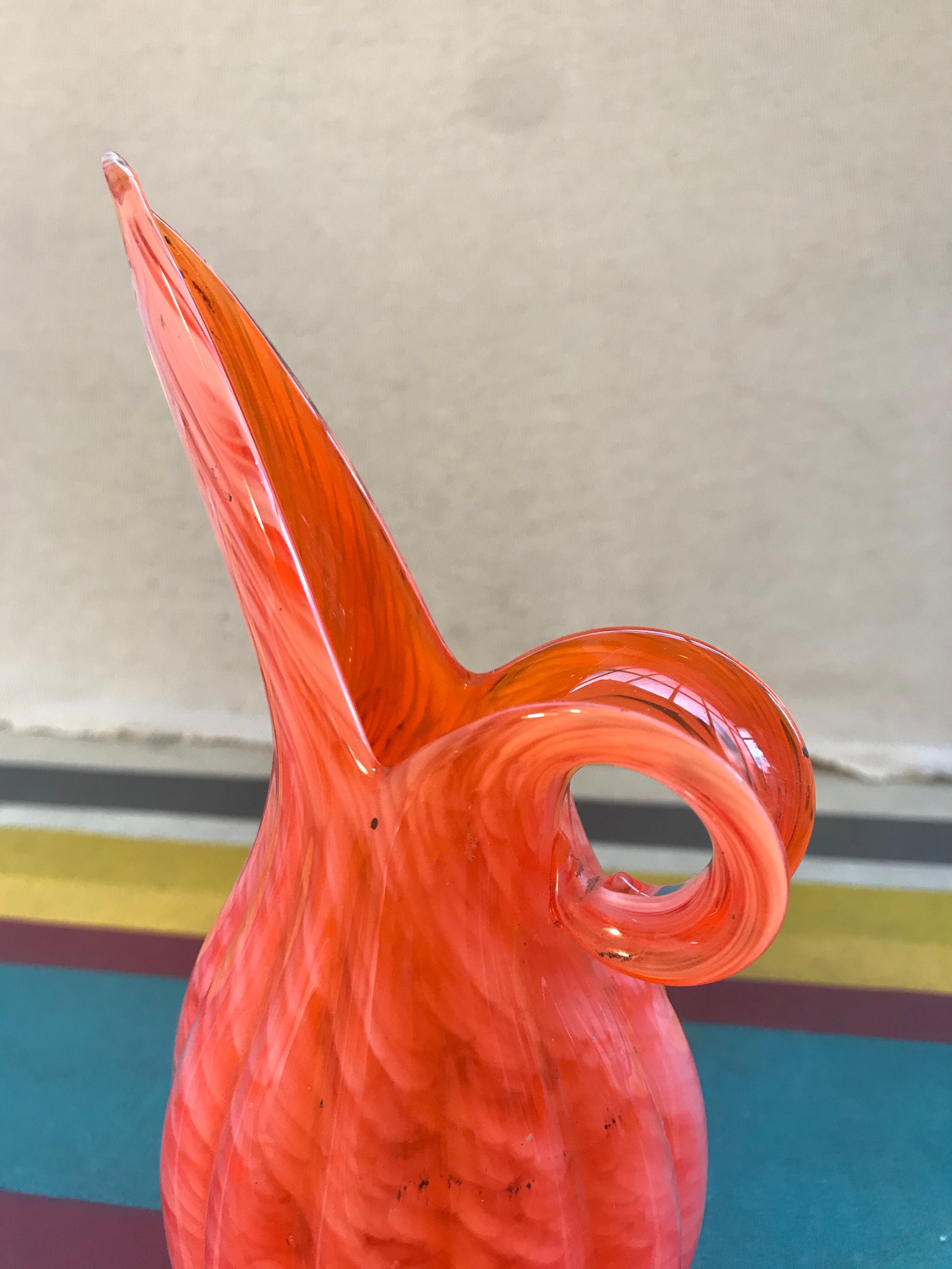 Former Murano pitcher multilayer glass blown rose - anse vintage