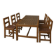 6 × chairs / dining table in oak / table openwork top / 2 inlaid glass panels / open woven leather seats / original set in very good condition / France 1950s