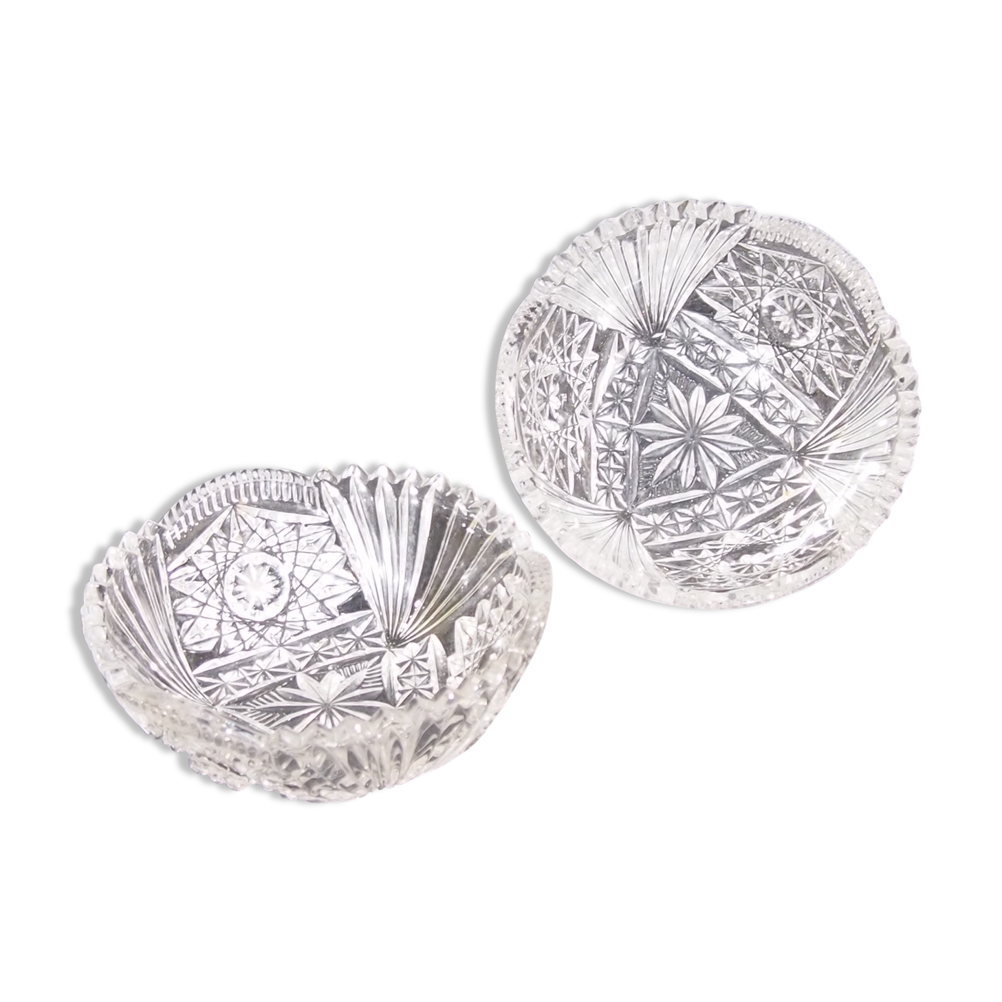Paire de coupelles cristal taillé