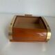 Vintage cigarette holder 1960 gold metal wood dispenser